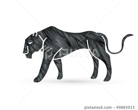 Black Panther tiger graphic vector. 49865013