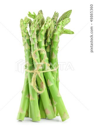 Fresh sprouts of asparagus isolated on white background Fresh sprouts of asparagus isolated on white background 49865360