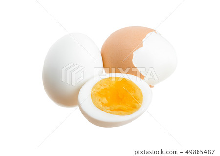 boiled egg and half isolated on white background 49865487