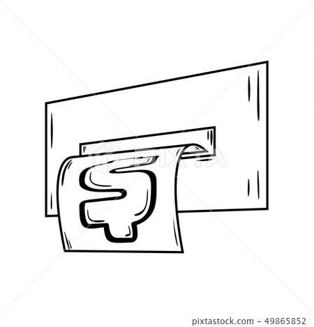 ATM terminal giving money or bil, sketch 49865852