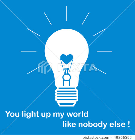 Glowing light bulb with glower in shape of heart 49866593