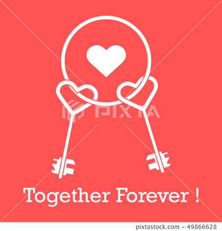 Keys in heart shape and the words together forever 49866628