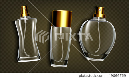 Perfumery Products, Toilet Water Mockup Vector Set 49866769