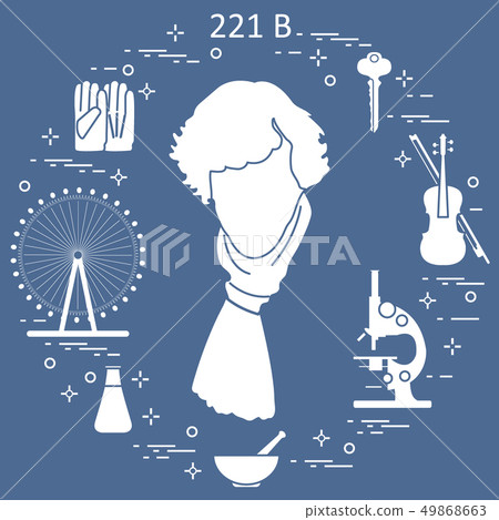 Private detective Sherlock Holmes with variety Private detective Sherlock Holmes with variety 49868663
