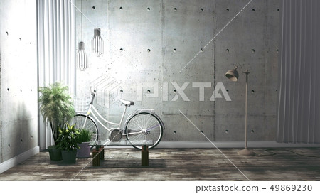 Empty - Living Room Loft Style Interior Design Empty - Living Room Loft Style Interior Design 49869230