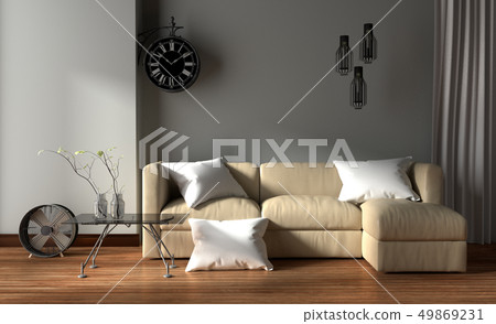 Loft modern style interior. 3D rendering Loft modern style interior. 3D rendering 49869231