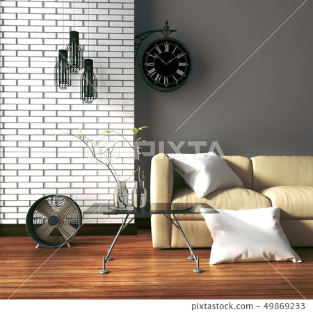 Loft style - Living room interior design with sofa Loft style - Living room interior design with sofa 49869233