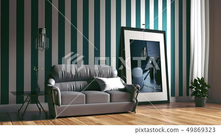modern room interior with mint room 49869323
