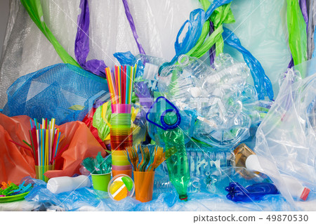 Great amount of different kinds of plastic things placed together 49870530