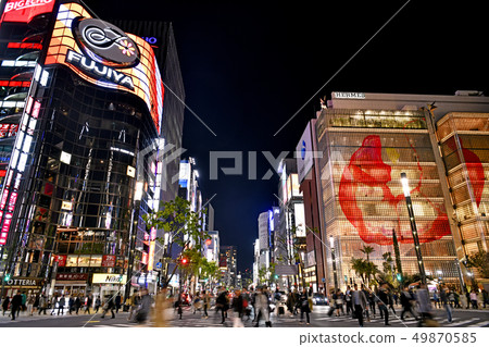 Tokyo cityscape in Japan Ginza is seen from the intersection of Sukiyabashi (night view) 49870585