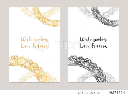 Watercolor touch lace ornament card 49871314