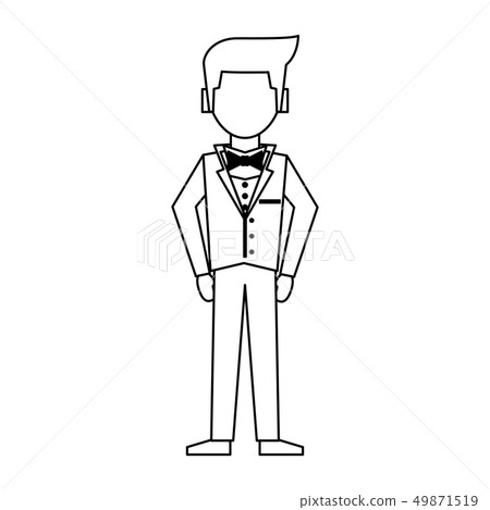 Wedding groom avatar faceless in black and white 49871519