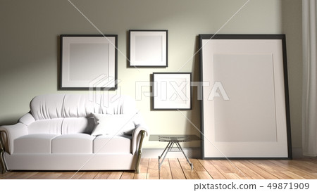 Living Room Scandinavian Style. 3D rendering 49871909