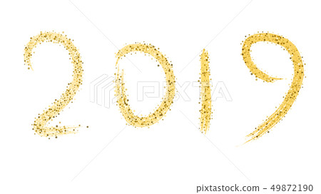 2019 golden glitter number text. 2019 golden glitter number text. 49872190