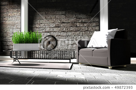 Modern Loft Style Interior Design. 3D Rendering 49872393