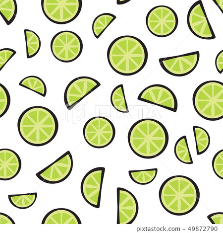 Slices fresh lime on white background pattern - Stock Illustration ...