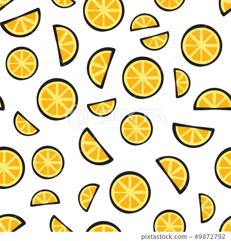 Slices fresh lemon on white background pattern - Stock Illustration ...