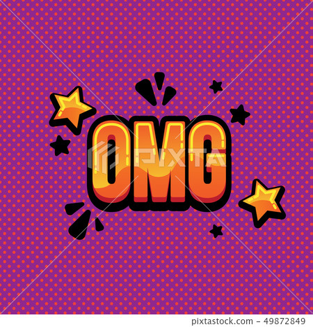 Lettering omg comic text. Bright illustration comic text omg 49872849