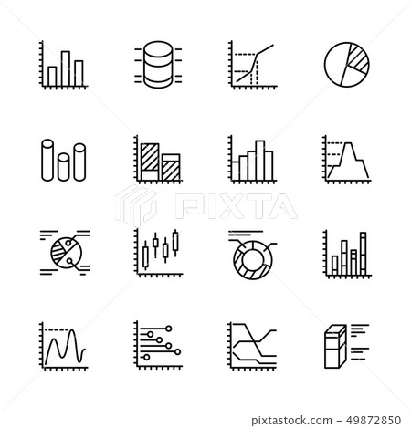 Simple icon set charts and diagrams. Contains such symbols business statistics, marketing research Simple icon set charts and diagrams. Contains such symbols business statistics, marketing research 49872850