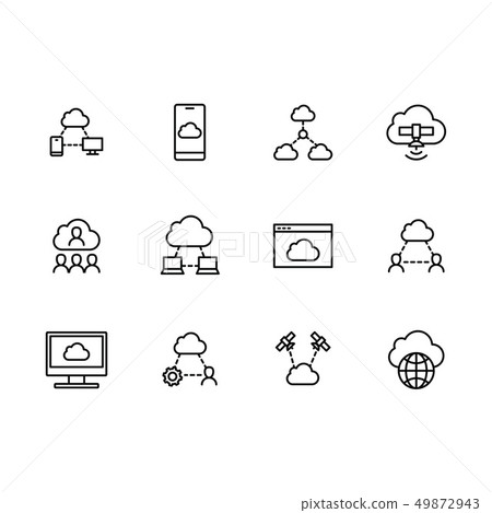 Simple set cloud storage illustration line icon. Contains such icons data synchronization, transfer 49872943