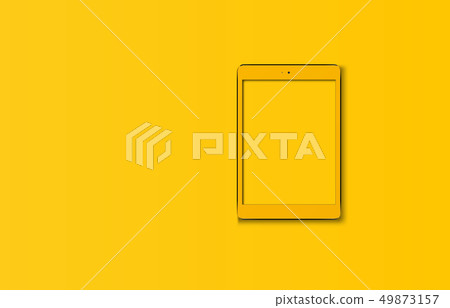 Tablet computer isolated on yellow.-插圖素材 [49873157] - PIXTA圖庫