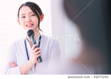 Woman business seminar presentation Woman business seminar presentation 49873260