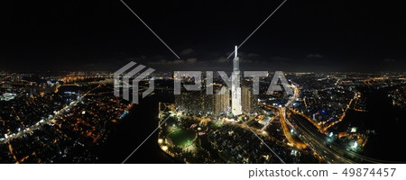 Landmark 81 night view aerial view Vietnam / Ho Chi Minh City 49874457