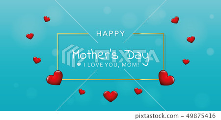 happy mothers day turquoise card with red hearts happy mothers day turquoise card with red hearts 49875416