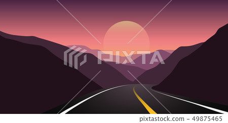 asphalt highway between the mountains at sunrise travel landscape asphalt highway between the mountains at sunrise travel landscape 49875465