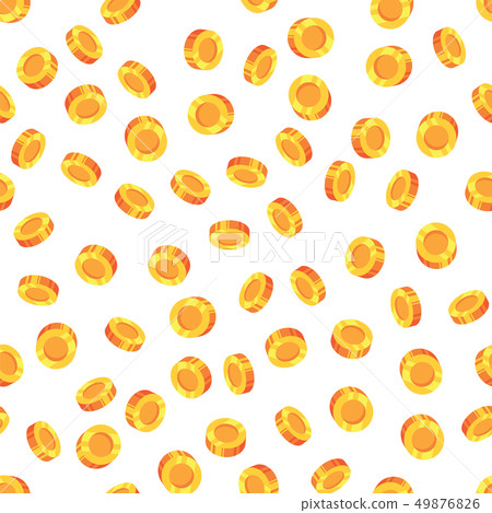 Golden coins isolated on white background. Seamless pattern money coins. Gold money background. Golden coins isolated on white background. Seamless pattern money coins. Gold money background. 49876826