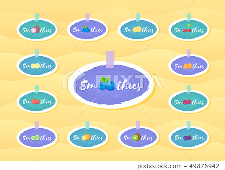 Fruit and berry smoothie shake sticker set design 49876942