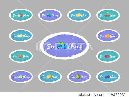Collection of fruit smoothie drink sticker design Collection of fruit smoothie drink sticker design 49876981