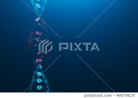 3D illustration Virus DNA molecule, structure. Concept destroyed code human genome. Damage DNA 49879629