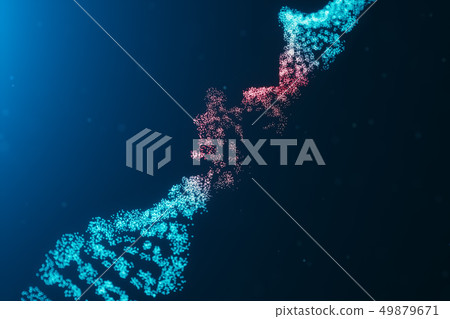 3D illustration Virus DNA molecule, structure. Concept destroyed code human genome. Damage DNA 3D illustration Virus DNA molecule, structure. Concept destroyed code human genome. Damage DNA 49879671
