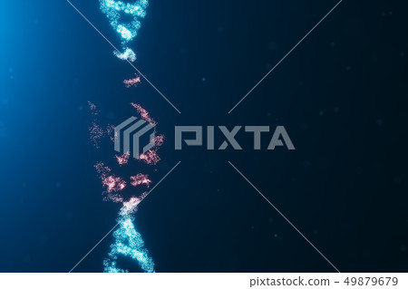 3D illustration Virus DNA molecule, structure. Concept destroyed code human genome. Damage DNA 49879679