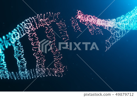 3D illustration Virus DNA molecule, structure. Concept destroyed code human genome. Damage DNA 49879712
