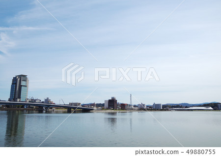 Lake Shinji Ohashi and the surrounding cityscape ... Shimane Prefecture Matsue City Weather: Sunny 49880755