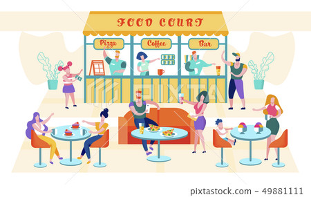Flat Food Court Inscription Pizza, Coffee, Bar. Flat Food Court Inscription Pizza, Coffee, Bar. 49881111