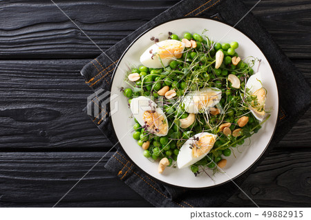 Green spring salad made from peas, micro greens, 49882915