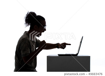 Asian man laughing out loud. 49883476