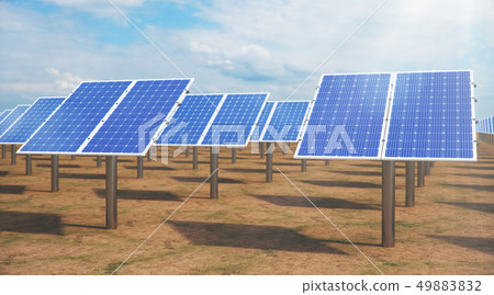3D illustration Solar Panels. Alternative energy. Concept of renewable energy. Ecological, clean 49883832
