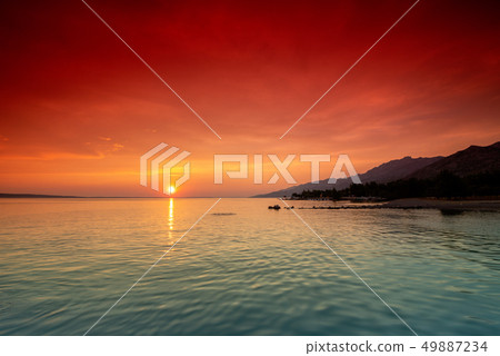 Beautiful Sunset Over Adriatic Sea Near Starigrad 49887234