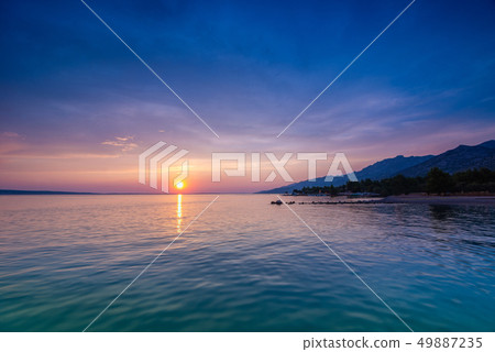 Beautiful Sunset Over Adriatic Sea Near Starigrad 49887235
