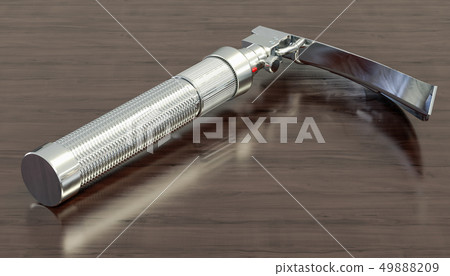 Laryngoscope on the wooden table, 3D rendering 49888209