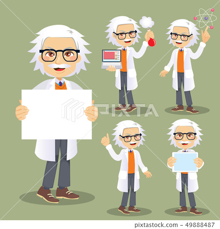 Funny senior male scientist character - Stock Illustration [49888487] -  PIXTA