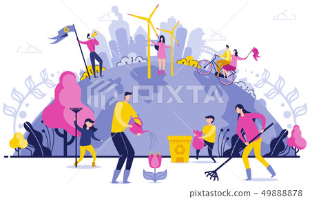 Planet Wide Garbage Disposal Flat Illustration. 49888878