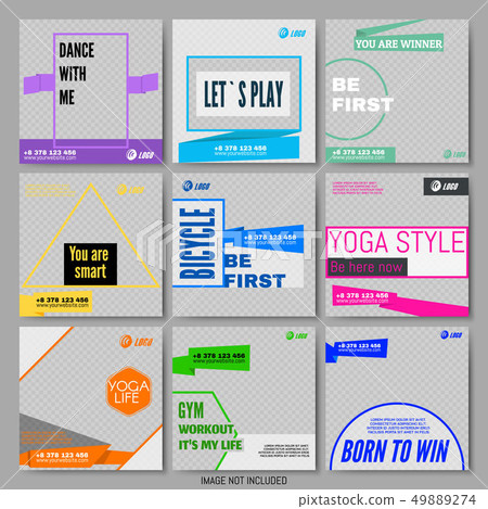Set Social Media Templates in Modern Simple Style. 49889274