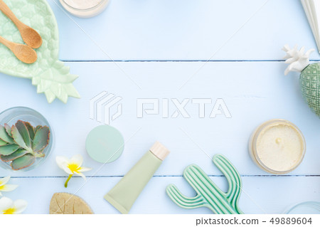 Beauty background with facial cosmetic products 49889604