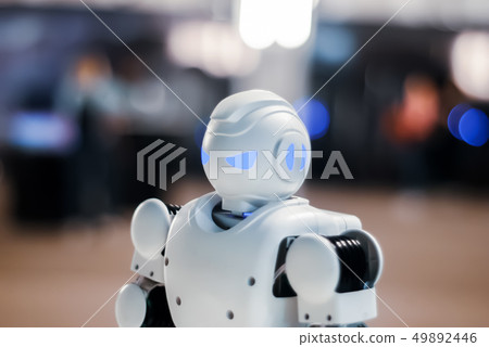 head of toy robot on a blurred background 49892446