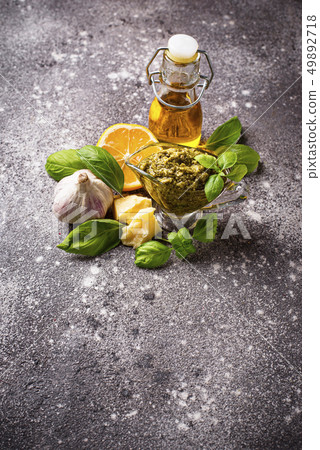 Homemade traditional Italian pesto sauce Homemade traditional Italian pesto sauce 49892718